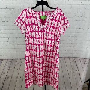 Cappagallo Short Sleeve Pink and White Pineapple Dress Size 14